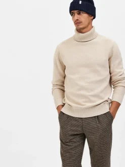 SLHAXEL LS KNIT ROLL NECK W oatmeal1