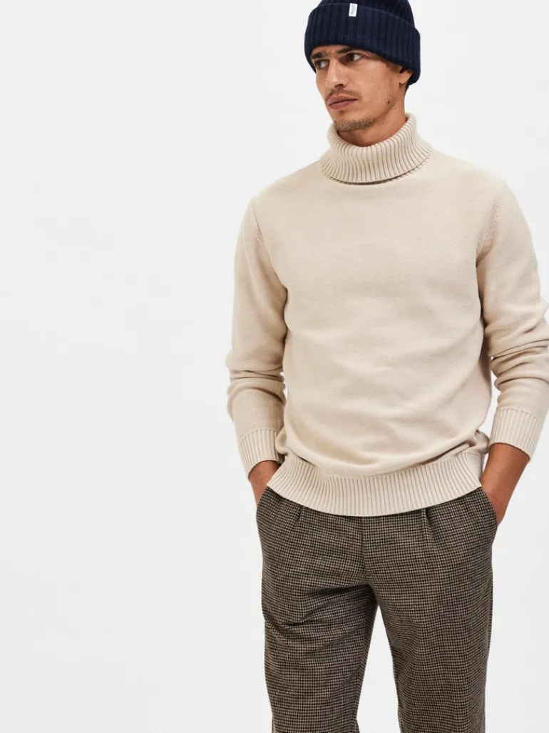 SLHAXEL LS KNIT ROLL NECK W oatmeal1