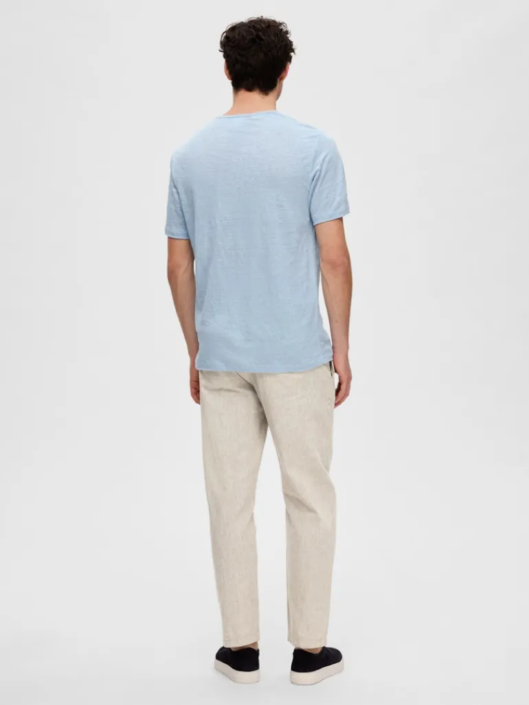 SLHBET LINEN SS O-NECK TEE cashmere blue