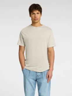 SLHBET LINEN SS O-NECK TEE oatmeal