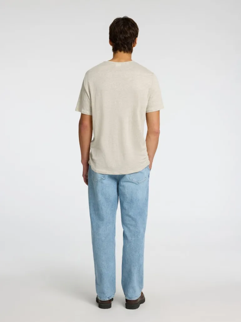 SLHBET LINEN SS O-NECK TEE oatmeal