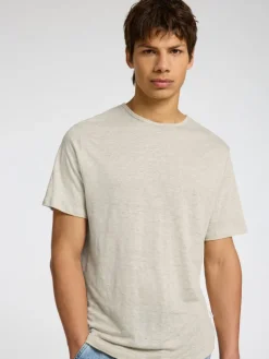 SLHBET LINEN SS O-NECK TEE oatmeal