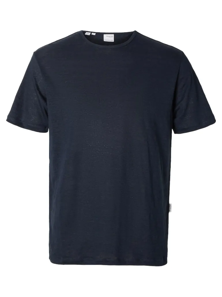 SLHBET LINEN SS O-NECK TEE sky captain