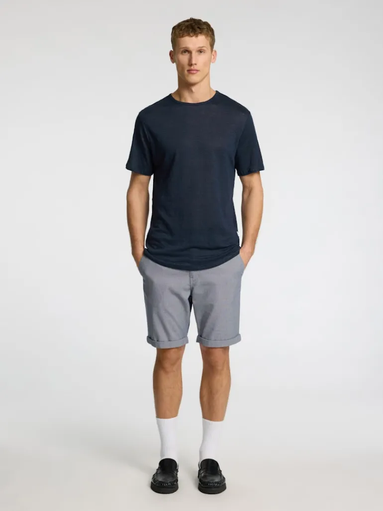 SLHBET LINEN SS O-NECK TEE sky captain