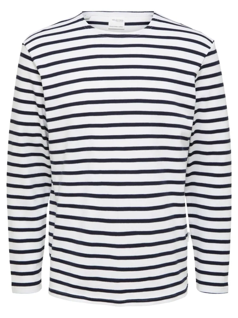SLHBRIAC STRIPE LS O-NECK TEE NOOS bright white