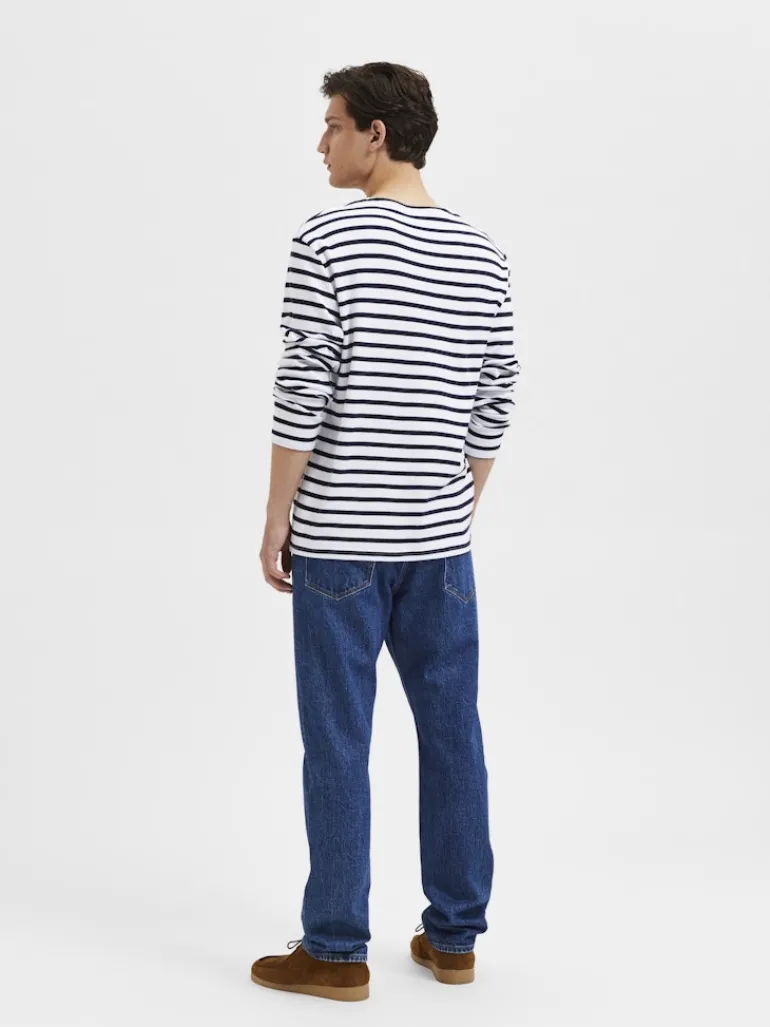 SLHBRIAC STRIPE LS O-NECK TEE NOOS bright white