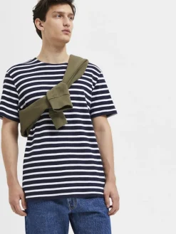 SLHBRIAC STRIPE SS O-NECK TEE NOOS navy blazer