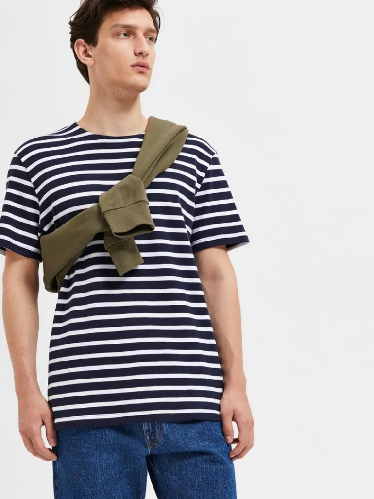 SLHBRIAC STRIPE SS O-NECK TEE NOOS navy blazer