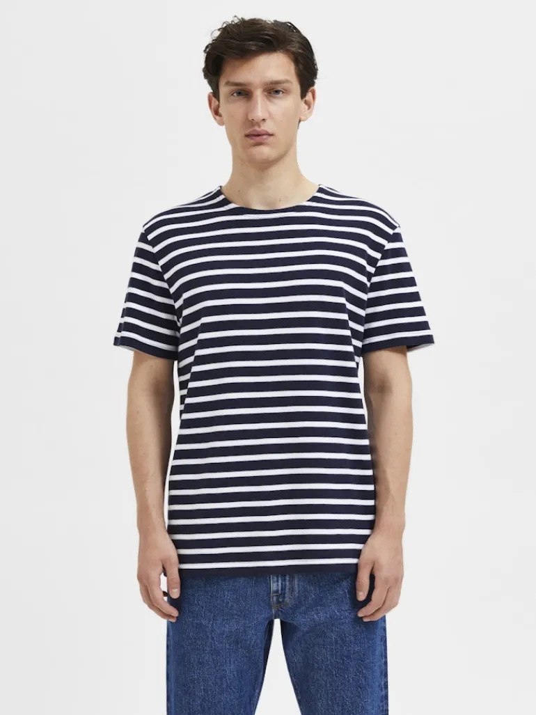 SLHBRIAC STRIPE SS O-NECK TEE NOOS navy blazer