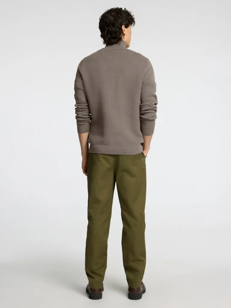 SLHDANE LS KNIT STRUCTURE HALF ZIP NOOS morel