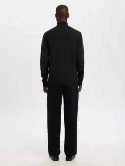 SLHDANE LS KNIT STRUCTURE ROLL NECK NOOS black