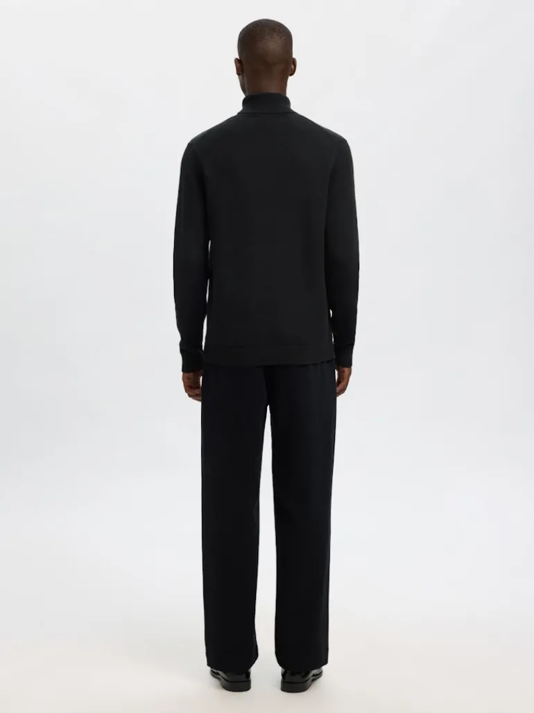 SLHDANE LS KNIT STRUCTURE ROLL NECK NOOS black