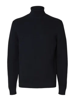 SLHDANE LS KNIT STRUCTURE ROLL NECK NOOS sky captain