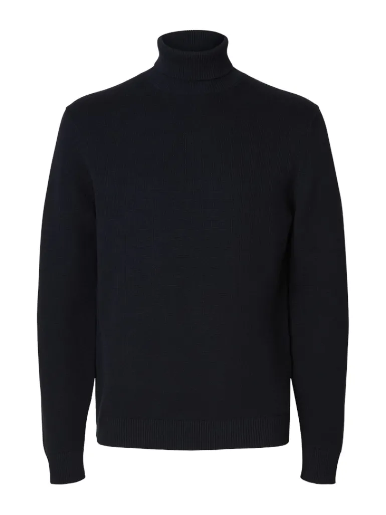 SLHDANE LS KNIT STRUCTURE ROLL NECK NOOS sky captain