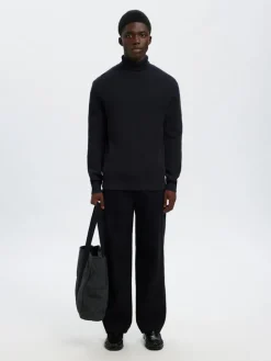 SLHDANE LS KNIT STRUCTURE ROLL NECK NOOS sky captain