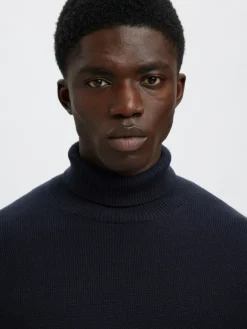 SLHDANE LS KNIT STRUCTURE ROLL NECK NOOS sky captain