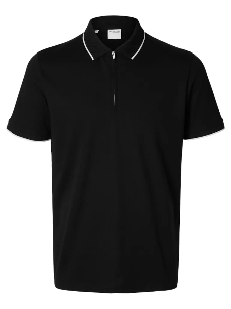 SLHFAVE SPORT ZIP SS POLO NOOS black