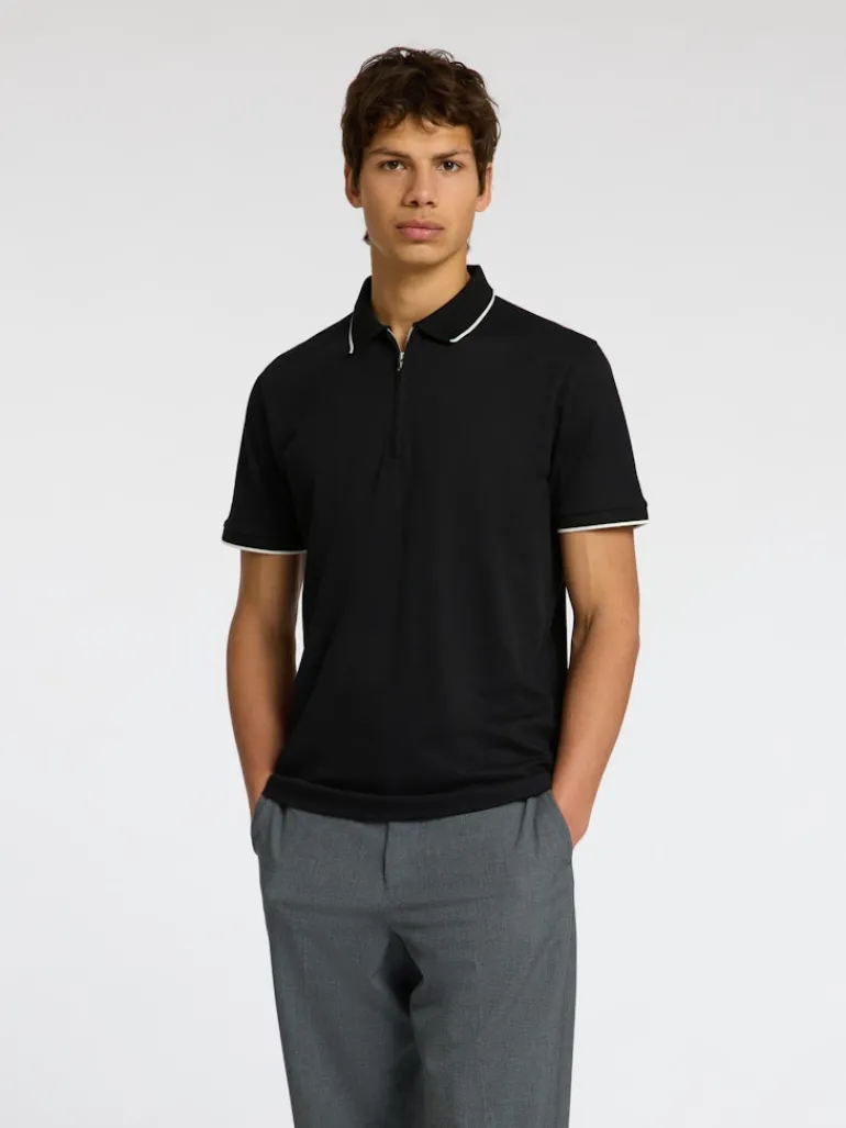 SLHFAVE SPORT ZIP SS POLO NOOS black