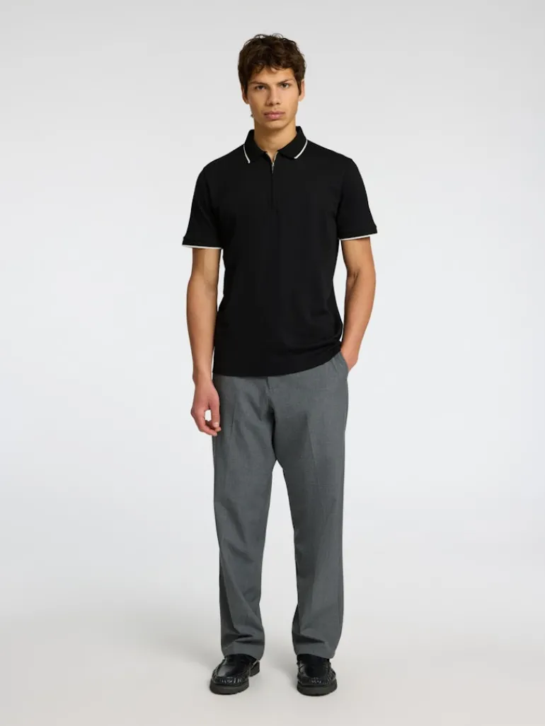 SLHFAVE SPORT ZIP SS POLO NOOS black