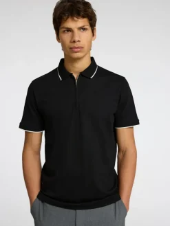 SLHFAVE SPORT ZIP SS POLO NOOS black