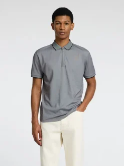 SLHFAVE SPORT ZIP SS POLO NOOS medium grey melange