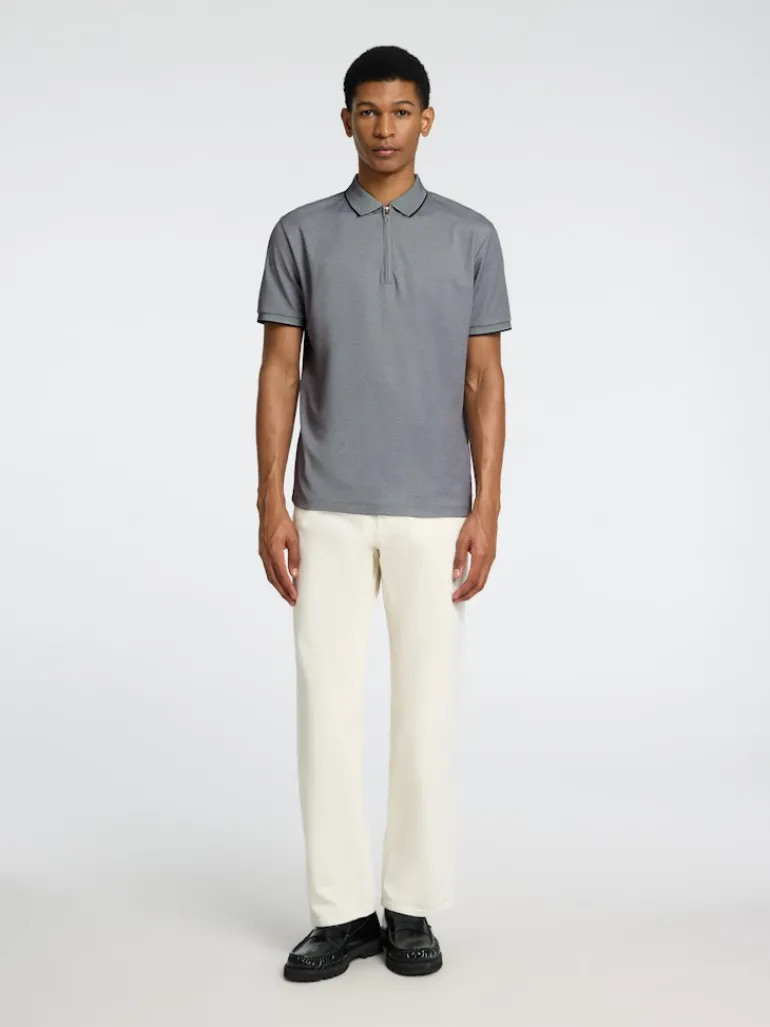 SLHFAVE SPORT ZIP SS POLO NOOS medium grey melange
