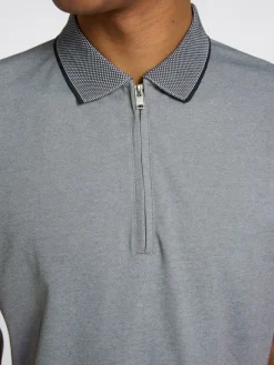 SLHFAVE SPORT ZIP SS POLO NOOS medium grey melange