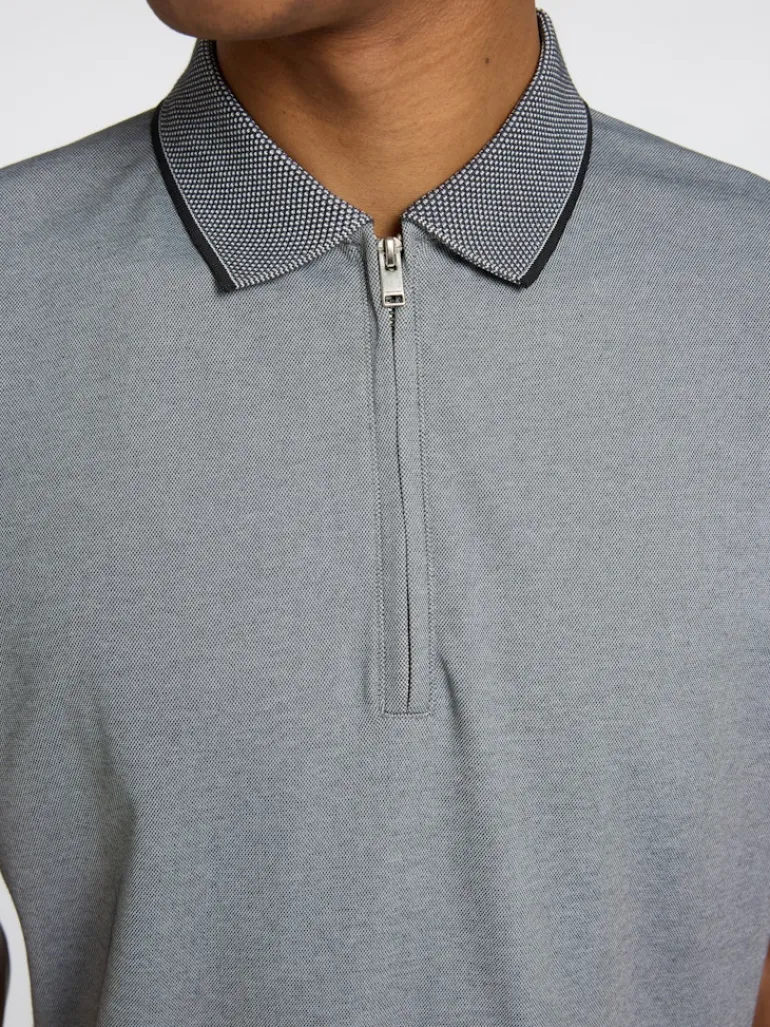 SLHFAVE SPORT ZIP SS POLO NOOS medium grey melange