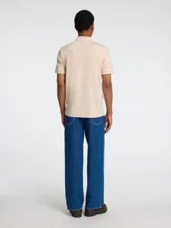 SLHFAVE SPORT ZIP SS POLO NOOS oatmeal