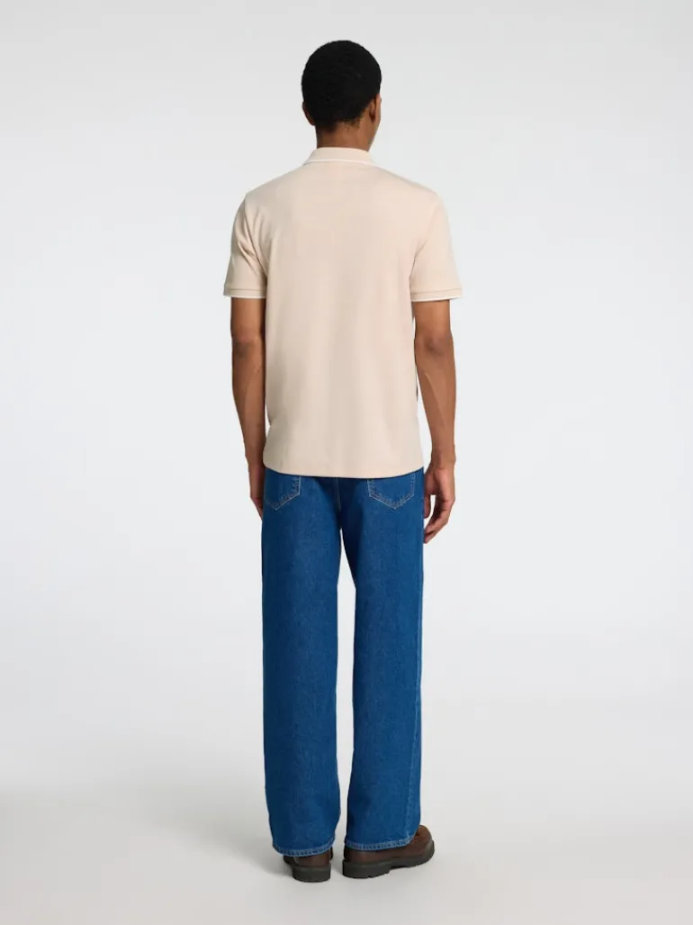 SLHFAVE SPORT ZIP SS POLO NOOS oatmeal