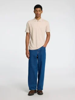 SLHFAVE SPORT ZIP SS POLO NOOS oatmeal