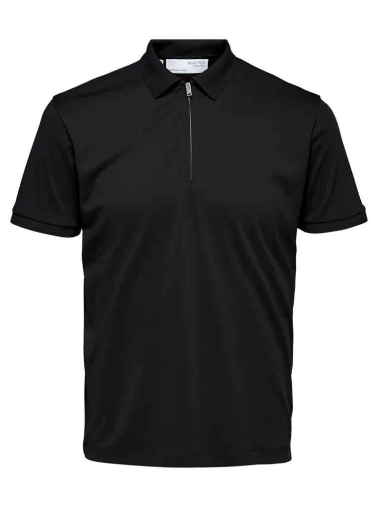 SLHFAVE ZIP SS POLO NOOS black