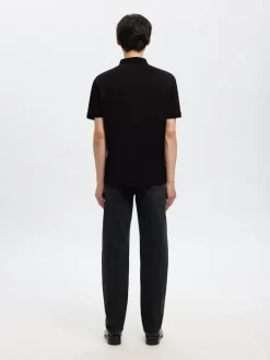SLHFAVE ZIP SS POLO NOOS black