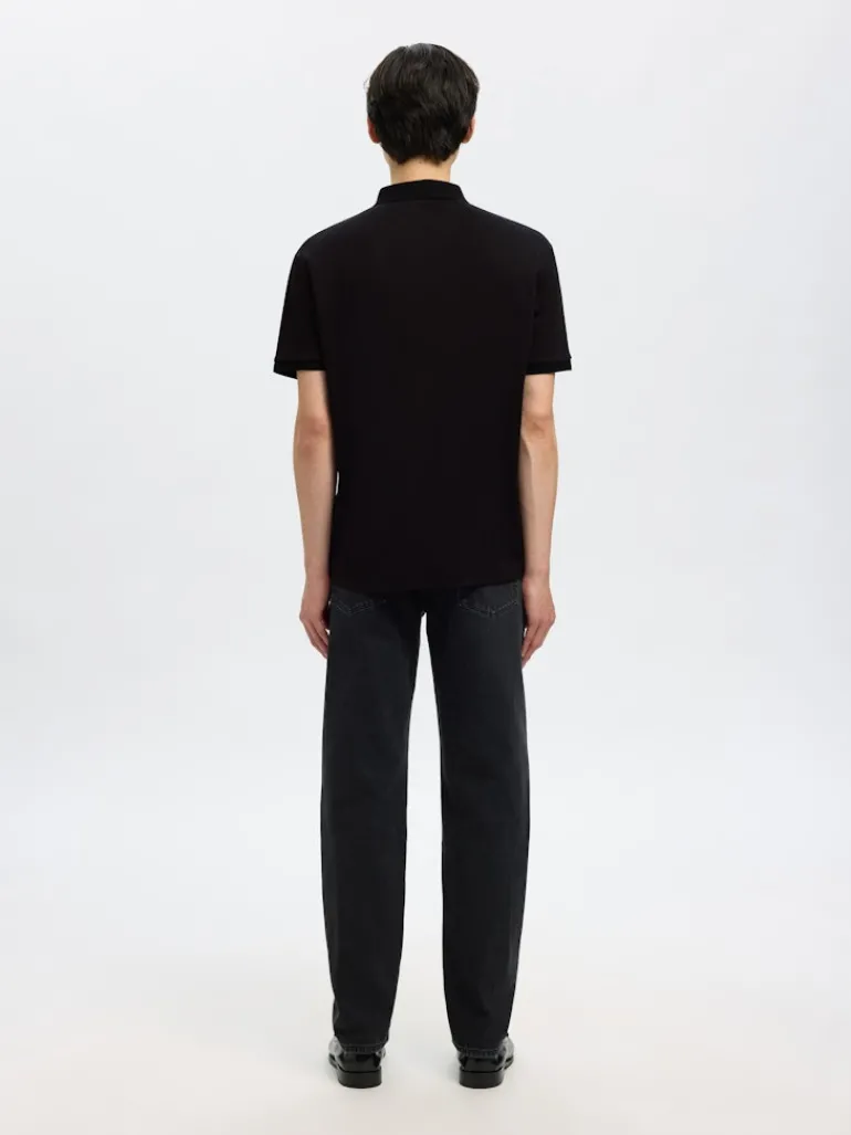 SLHFAVE ZIP SS POLO NOOS black