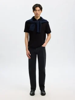 SLHFAVE ZIP SS POLO NOOS black