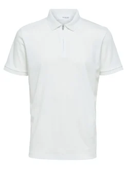 SLHFAVE ZIP SS POLO NOOS cloud dancer