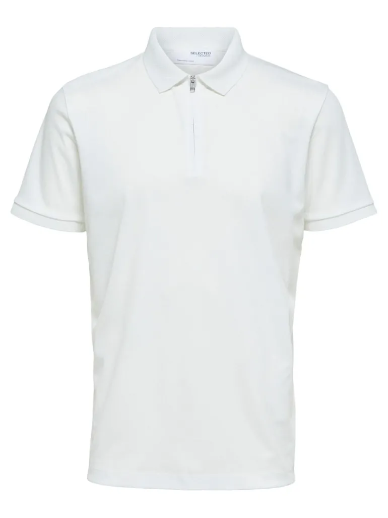SLHFAVE ZIP SS POLO NOOS cloud dancer