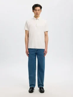 SLHFAVE ZIP SS POLO NOOS cloud dancer
