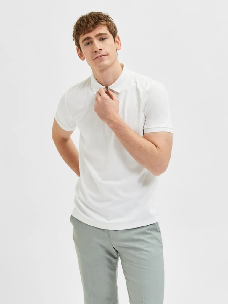 SLHFAVE ZIP SS POLO NOOS cloud dancer