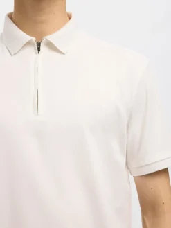 SLHFAVE ZIP SS POLO NOOS cloud dancer