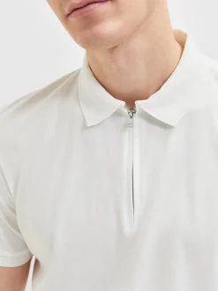 SLHFAVE ZIP SS POLO NOOS cloud dancer