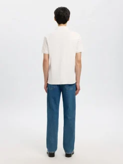 SLHFAVE ZIP SS POLO NOOS cloud dancer