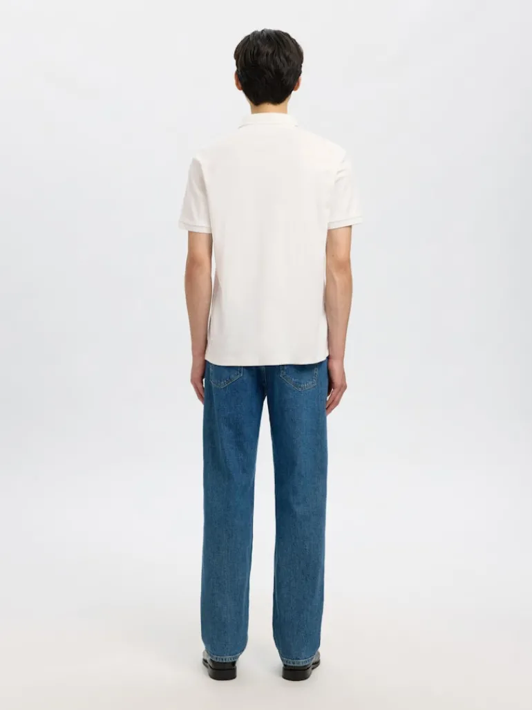 SLHFAVE ZIP SS POLO NOOS cloud dancer