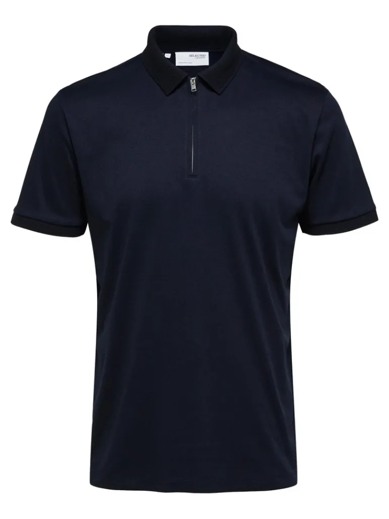 SLHFAVE ZIP SS POLO NOOS sky captain