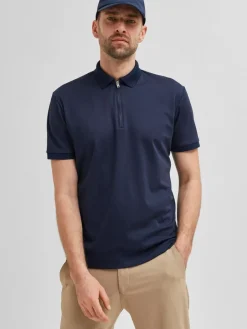 SLHFAVE ZIP SS POLO NOOS sky captain