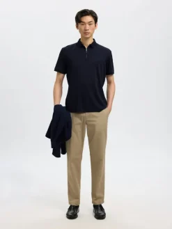 SLHFAVE ZIP SS POLO NOOS sky captain