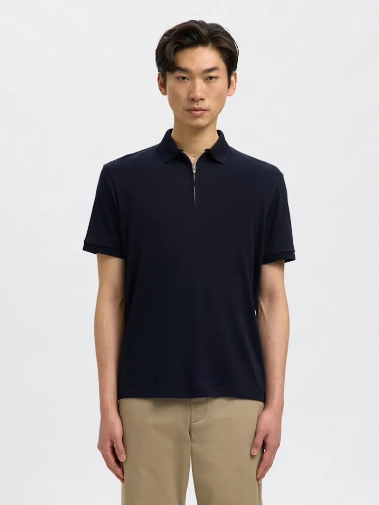 SLHFAVE ZIP SS POLO NOOS sky captain