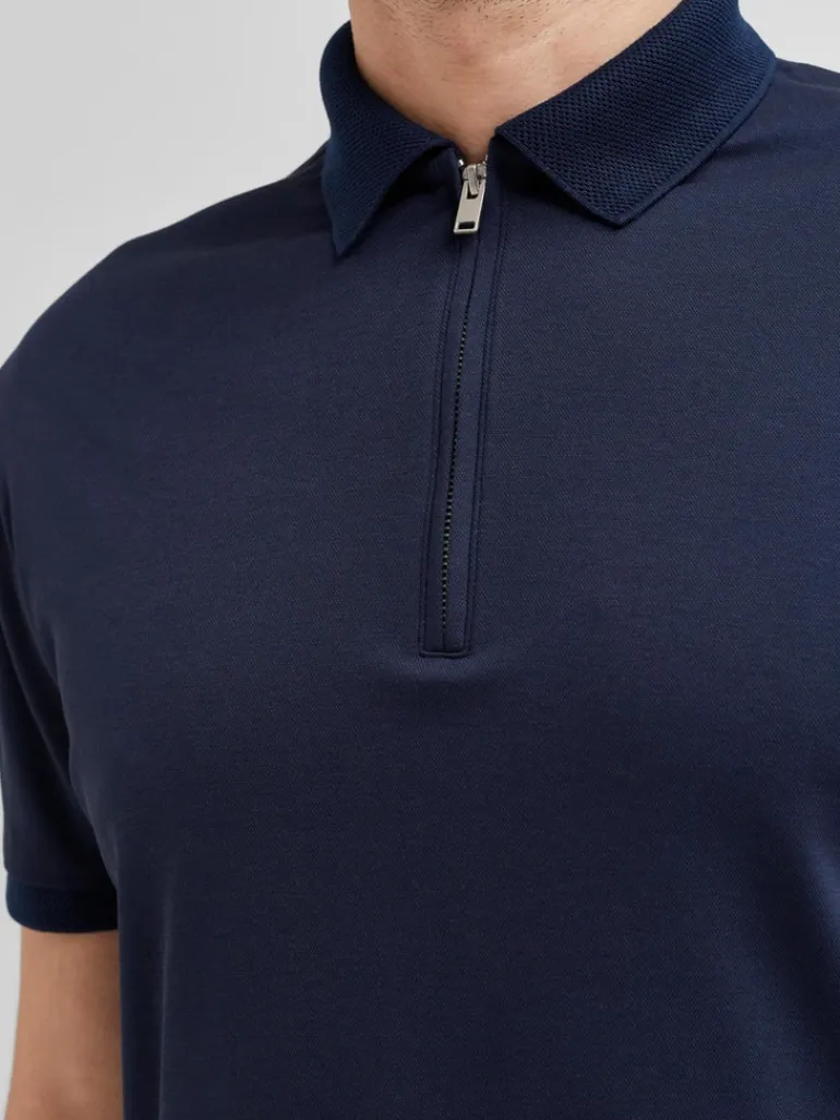 SLHFAVE ZIP SS POLO NOOS sky captain