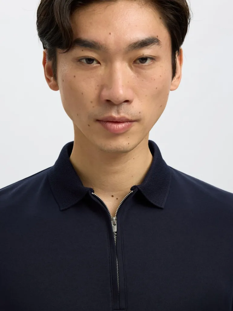 SLHFAVE ZIP SS POLO NOOS sky captain