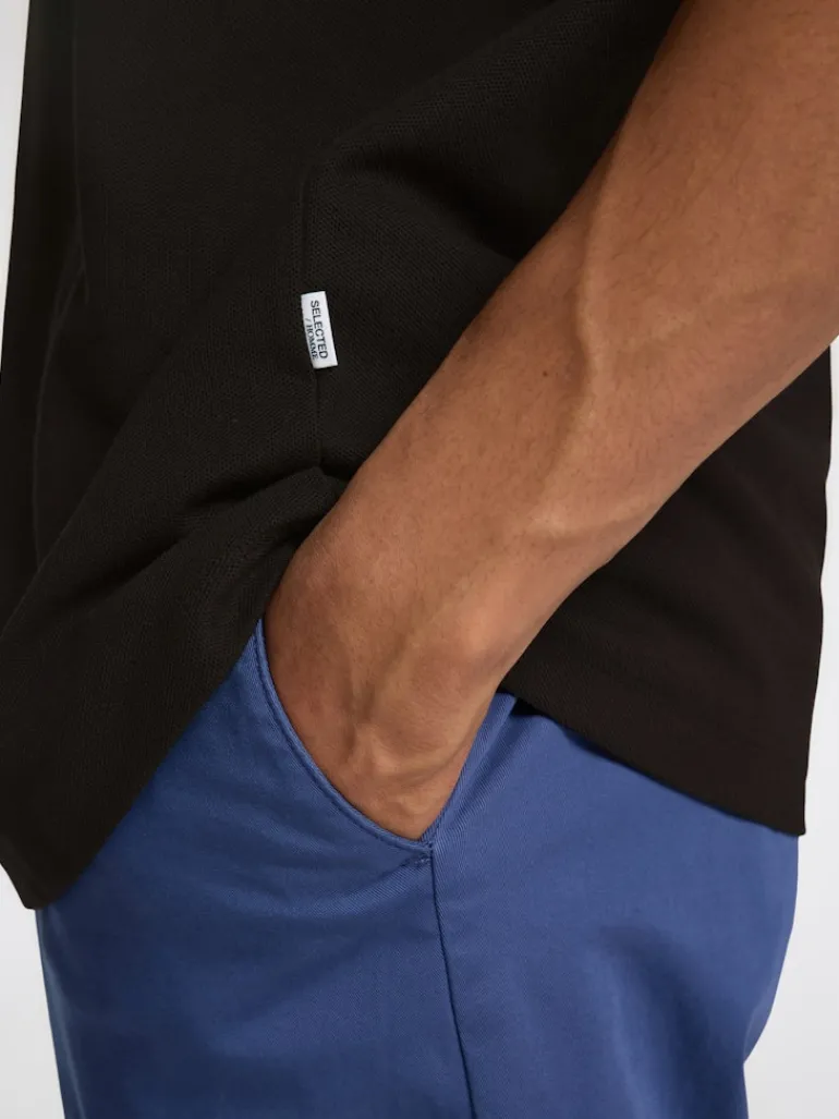 SLHJOSEPH PIQUE SS O-NECK TEE black
